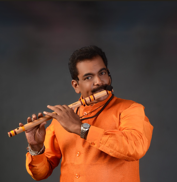 Kannan Jayaprakash playing the flute
